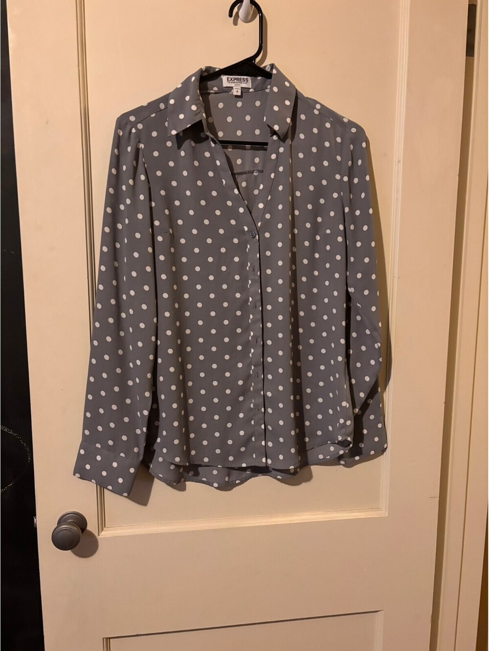Express The Portofino Shirt Slim Fit Polka Dot Blouse Small
